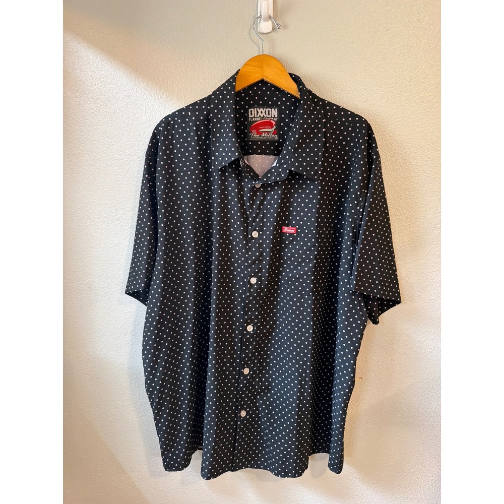 Dixxon Flannel Co The Milton Shirt Mens 4X Black White Polka Dot Short Sleeve